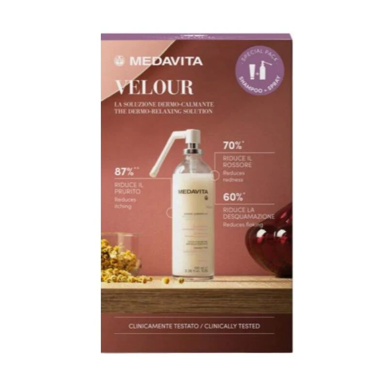 Medavita Velour Special Kit Cuoio Capelluto Irritato Dermorelax Spray e Shampoo