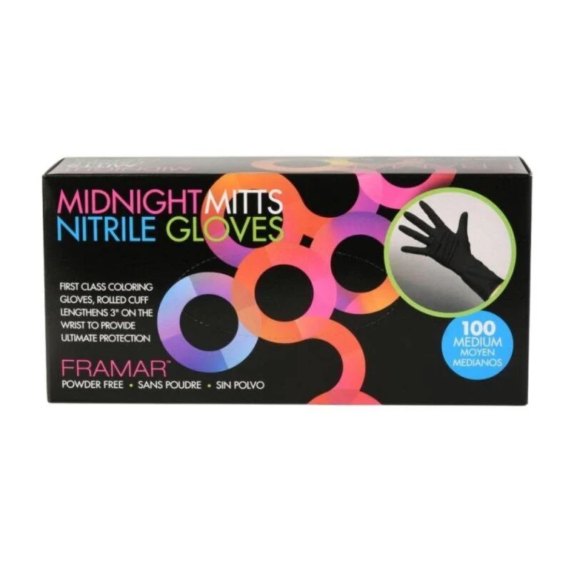 Framar Midnight Mitts Guanti Nitrile 100PZ, Medium