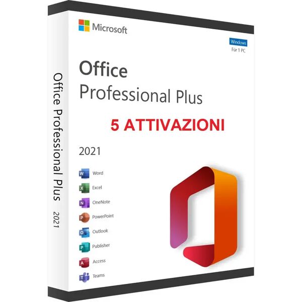 microsoft office 2021 pro plus licenza per 5 postazioni attivazione online 32/64 bit key esd