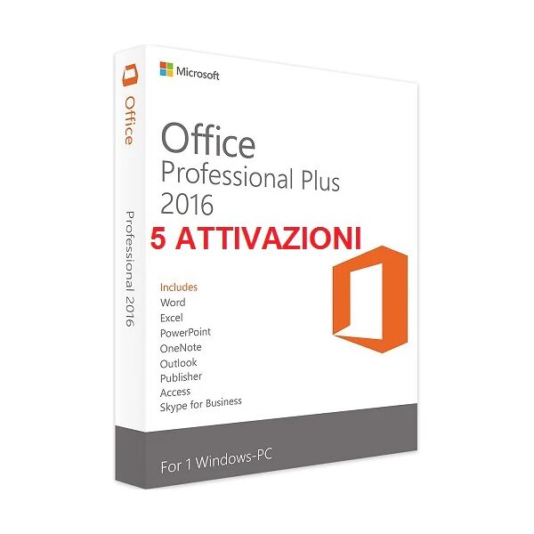 microsoft office 2016 pro plus licenza per 5 postazioni attivazione online 32/64 bit key esd