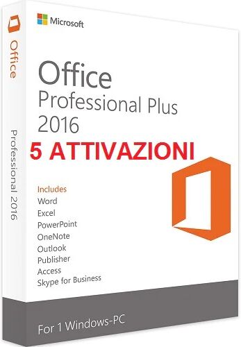 microsoft office 2016 pro plus licenza per 5 postazioni attivazione online 32/64 bit key esd