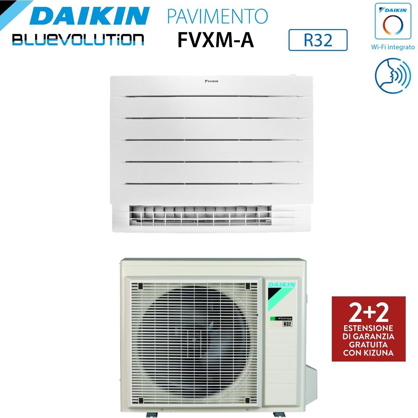 climatizzatore condizionatore daikin bluevolution perfera a pavimento 12000 btu fvxm35a r-32 wi-fi integrato telecomando a infrarossi incluso garanzia italiana - novità