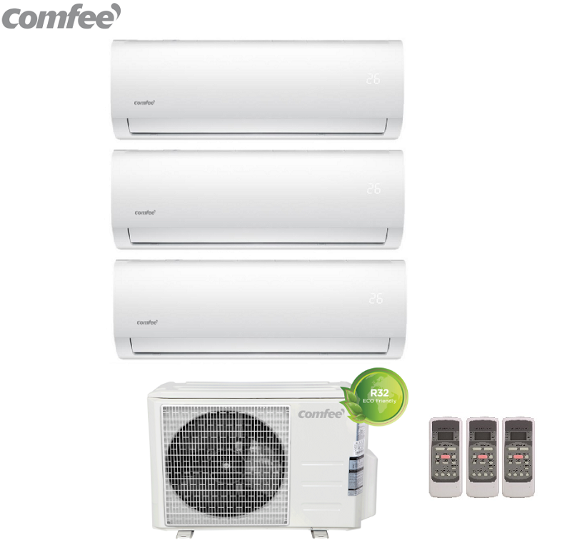 climatizzatore condizionatore comfee trial split inverter r-32 serie sirius 9000+9000+12000 con 3e-27k 9+9+12 - new