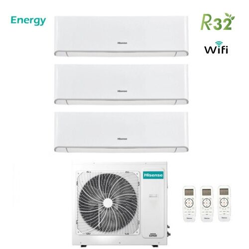 climatizzatore condizionatore hisense trial split inverter energy r-32 12000+12000+12000 con 3amw70u4raa a++ wi-fi new