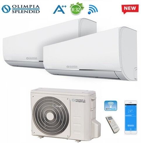 climatizzatore condizionatore dual split olimpia splendid nexya s4 e inverter 9000+9000 r-32 con os-cemyh14ei wi-fi ready 9+9 - new