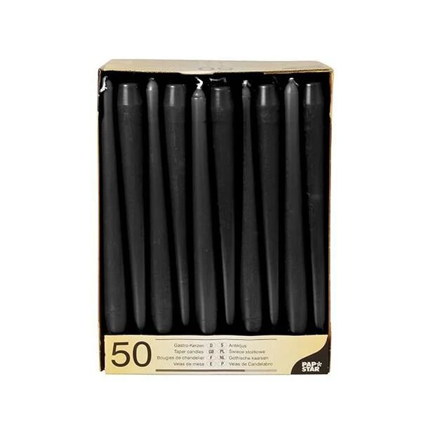 papstar 10392 candela di cera rotondo nero 50 pz