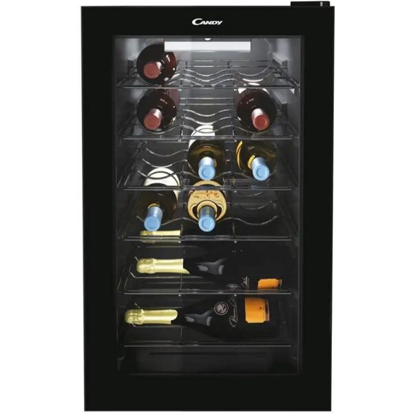 candy divino cwc 021 m-n cantinetta vino 21 bottiglie classe g 6 ripiani in acciaio +1 wine rack luce led nero 400x550x700