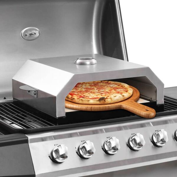 vidaxl forno pizza con piastra ceramica per barbecue a gas e carbone