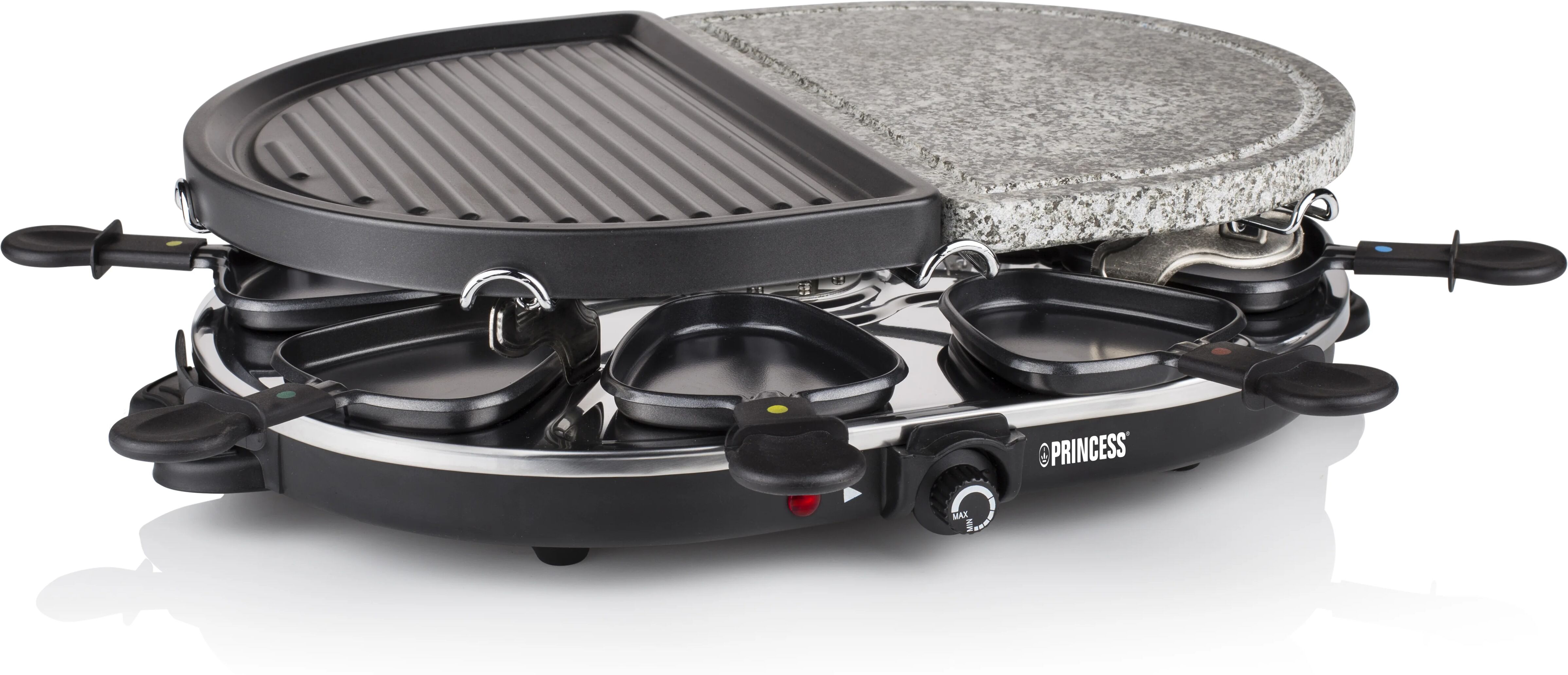 princess 162710 raclette 8 oval stone & grill party