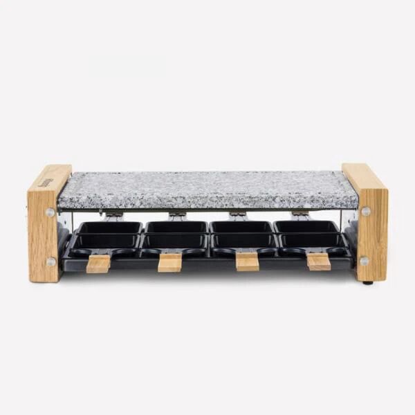 apparecchio per raclette/grill hkoenig - 8 persone - design in legno - superficie di cottura 38x19,5 cm - potenza 1200 w