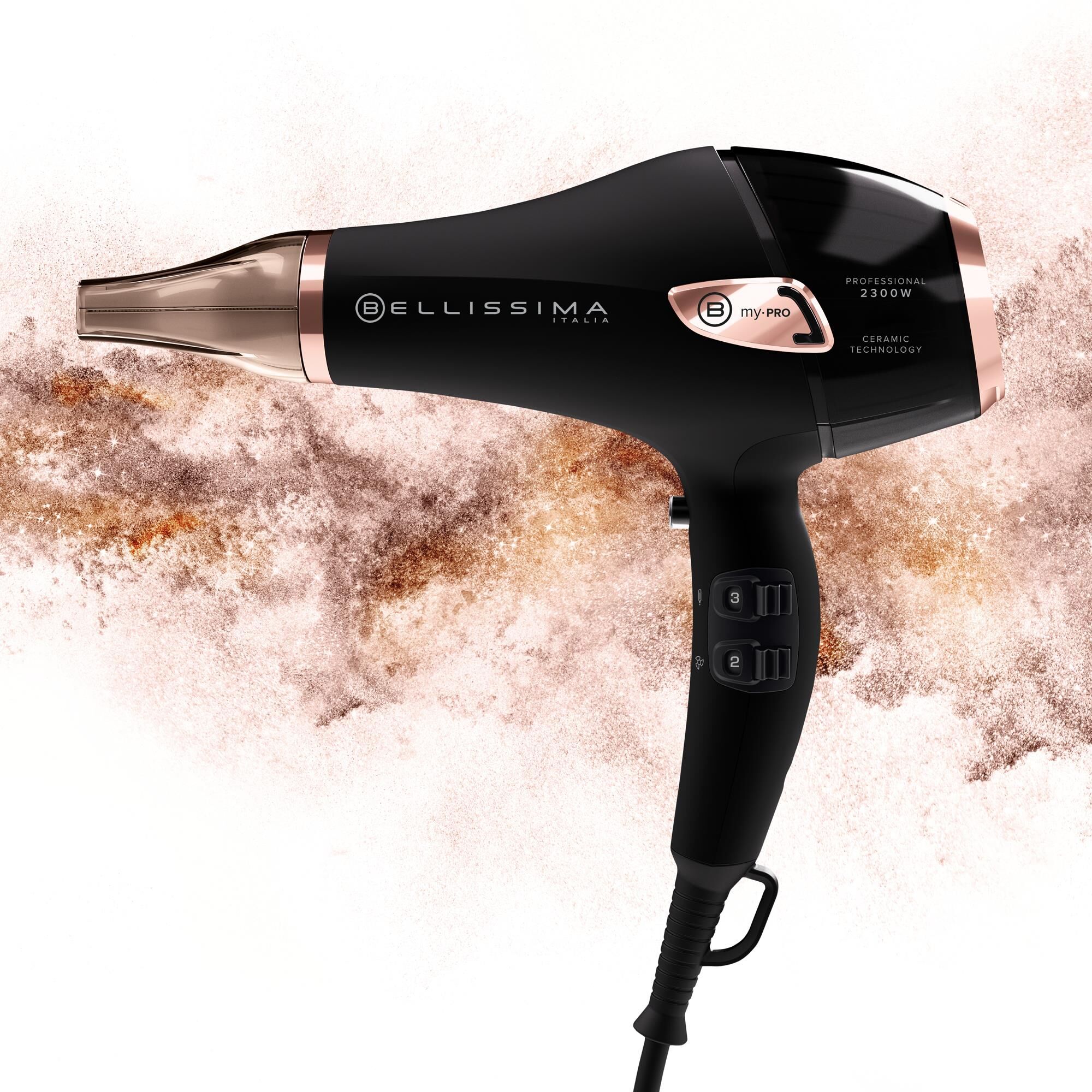 imetec p5-3800 bellissima my pro ceramic asciugacapelli 2300w nero-oro rosa