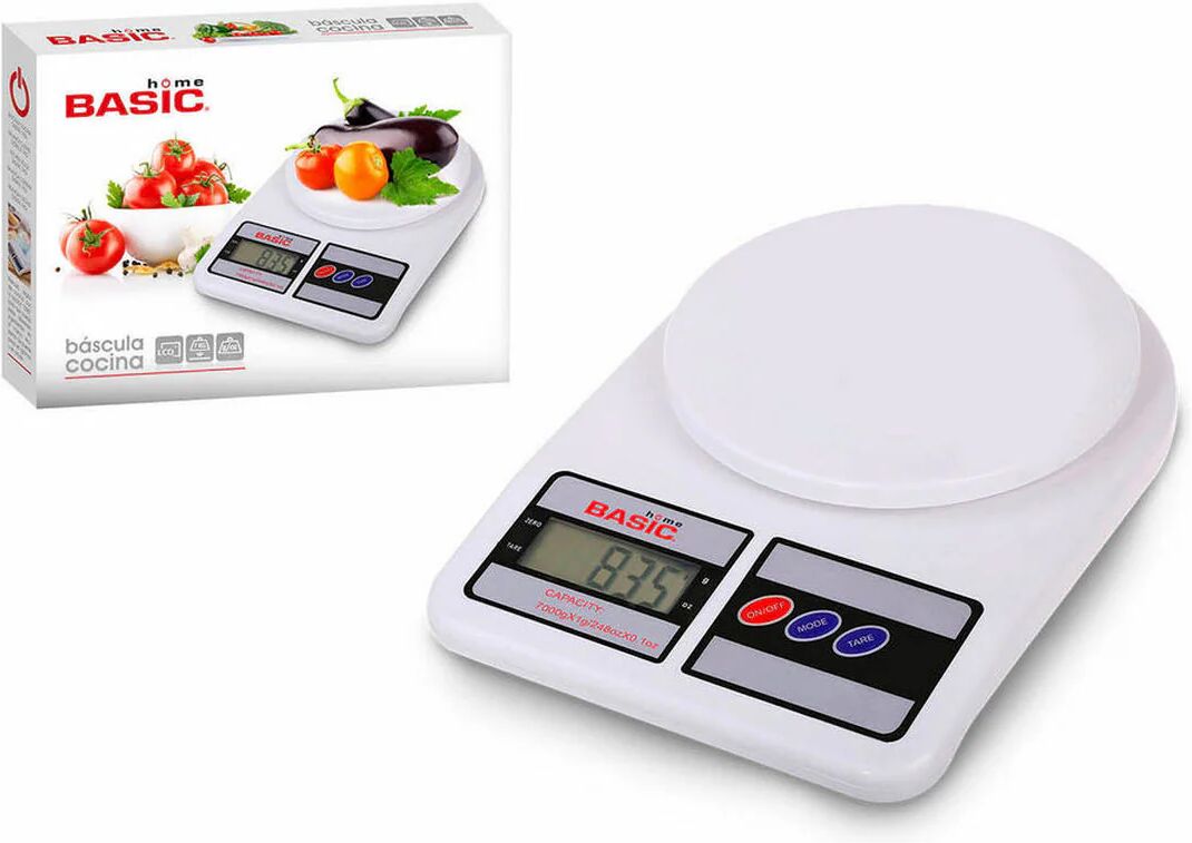 bilancia da cucina basic home digitale lcd 7 kg bianco (23 x 16 x 3,6 cm)