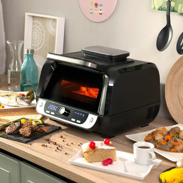 friggitrice ad aria con grill, accessori e ricettario innovagoods fryinn 12-in-1 6000 nero acciaio 3400 w 6 l
