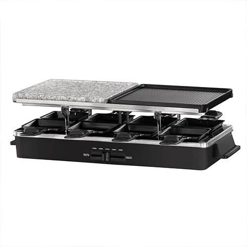 russell hobbs multi raclette 3 in 1: griglia cottura in piastra antiaderente 8 persone spatole e padellini inclusi