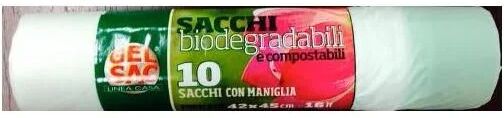 Gel Sac Confezione 10 Sacchi Pattumiera Biodegradabili e Compostabili per Raccolta Differenziata cm 42x45