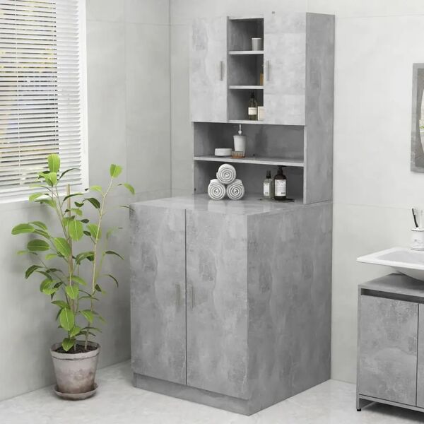 vidaxl mobile per lavatrice grigio cemento 70,5x25,5x90 cm