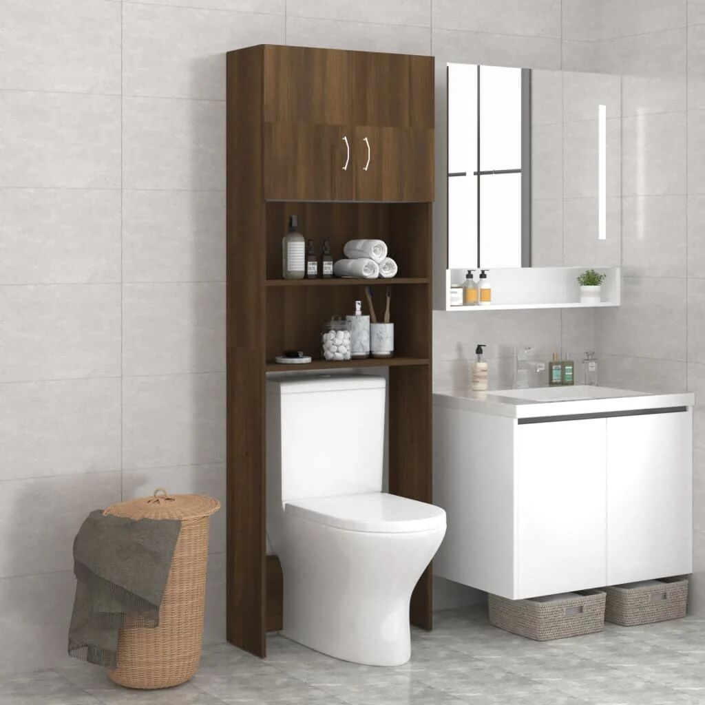 vidaxl mobile per lavatrice rovere marrone 64x25,5x190 cm