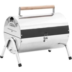 Vidaxl Barbecue da Tavolo Portatile in Acciaio Inox con Doppia Griglia