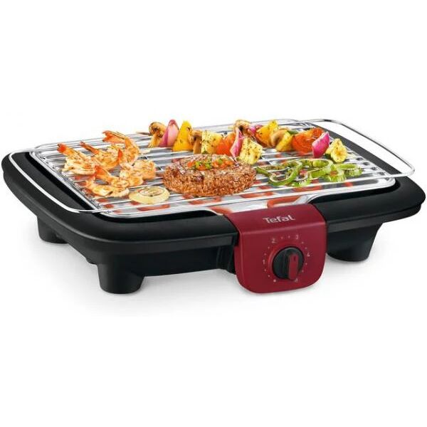 tefal bg 90e5 barbecue per l'aperto e bistecchiera grill da tavolo elettrico nero, rosso 2300 w