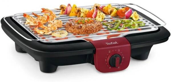 tefal bg 90e5 barbecue per l'aperto e bistecchiera grill da tavolo elettrico nero, rosso 2300 w