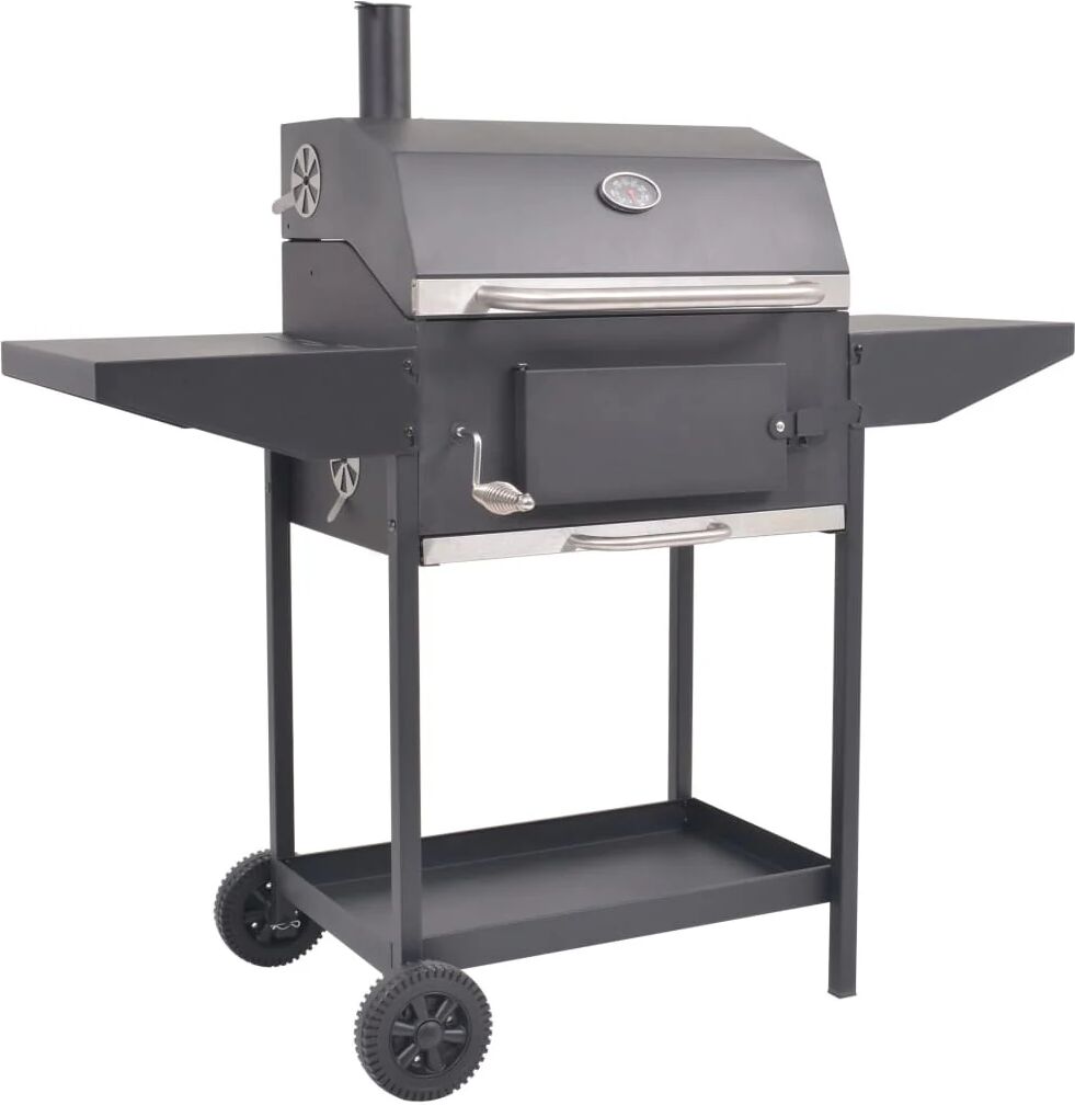 vidaxl barbecue a carbonella con ripiano inferiore nero