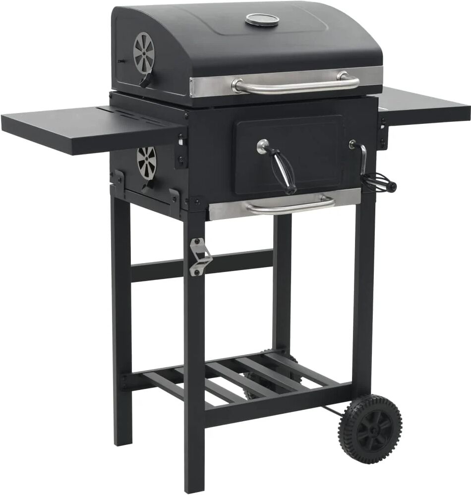 vidaxl barbecue a carbonella con ripiano inferiore nero