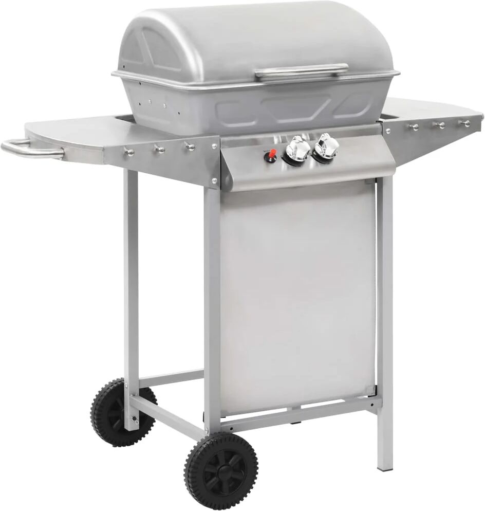 vidaxl barbecue a gas con griglia 2 fornelli argento acciaio inox