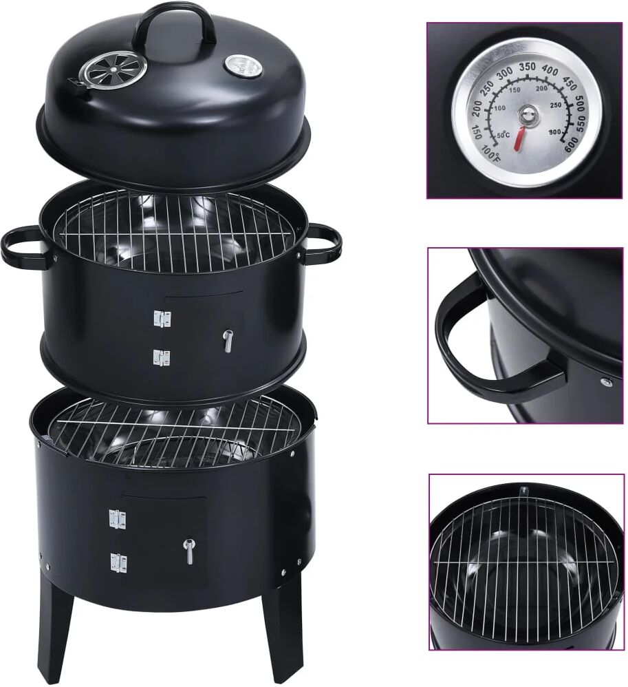 vidaxl griglia barbecue a carbone 3-in-1 40x80 cm