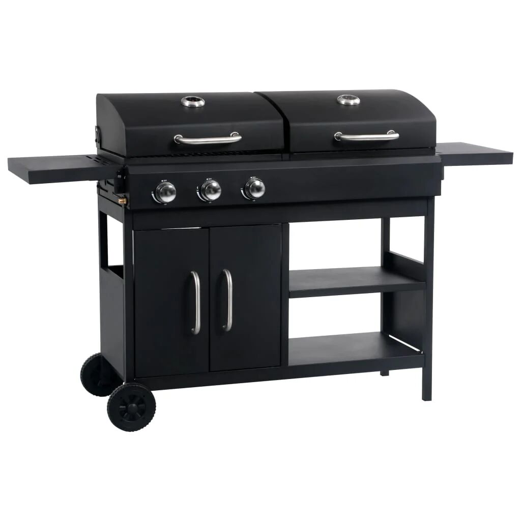 vidaxl barbecue combinato carbone e gas 3 fuochi