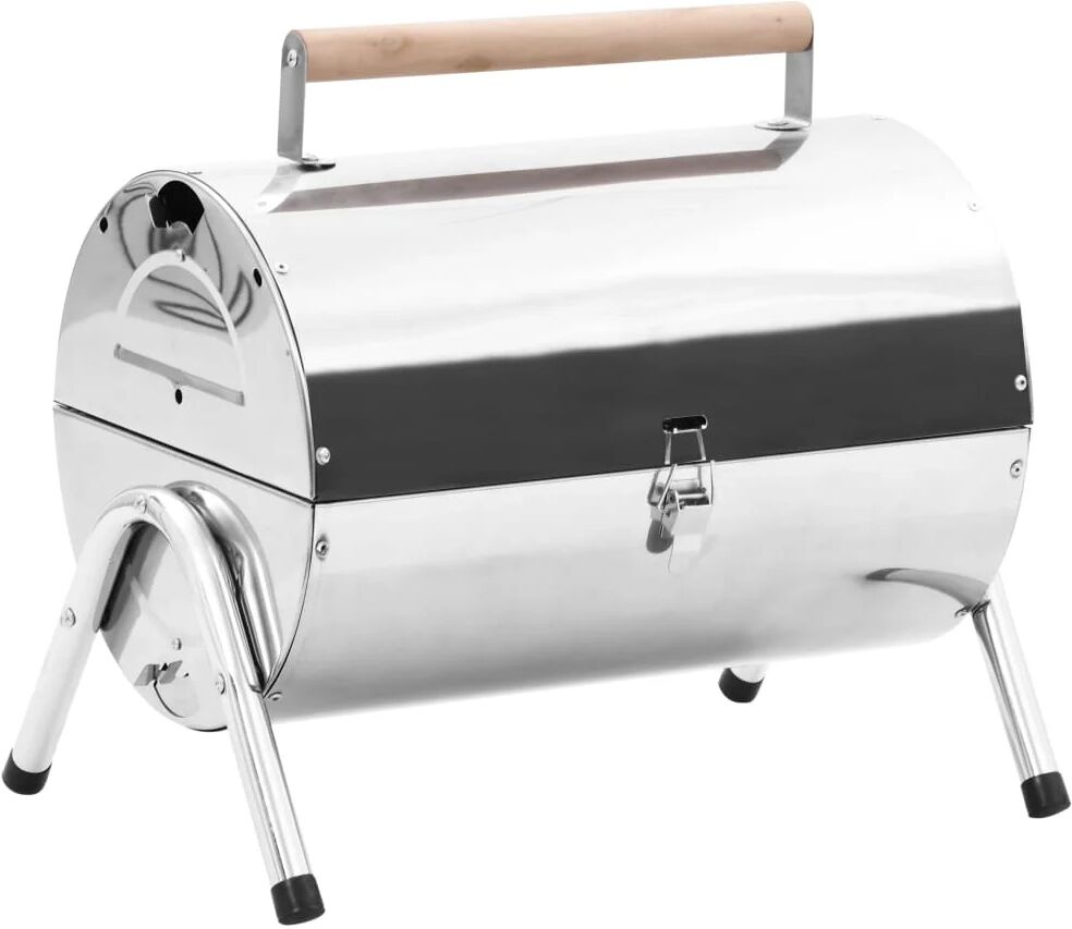 vidaxl barbecue da tavolo portatile in acciaio inox con doppia griglia