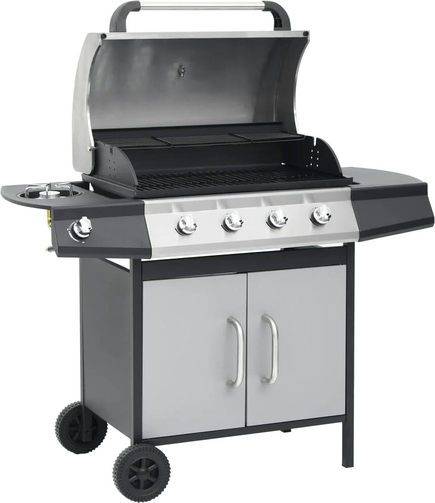 vidaxl barbecue griglia a gas 4+1 fornelli nero argento acciaio e inox