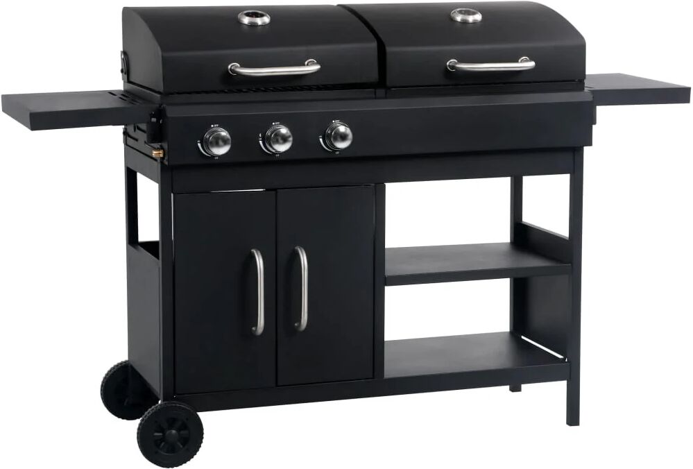 Vidaxl Barbecue Combinato Carbone e Gas 3 Fuochi