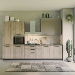 Effezetaitalia Cucina Durazzo Glam 330 Cm Rovere Rustico E Tortora Lucido Sinistra