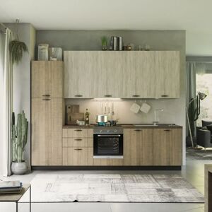 Effezetaitalia Cucina Rovigno Mira 300 Cm Rovere Grigio E Bianco Sinistra