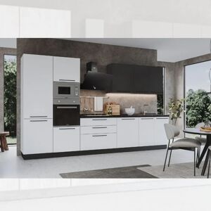 Effezetaitalia Cucina Iris Lusso 360 Cm Bianco Opaco Grigio Antracite Con Elettrodomestici Reversibile