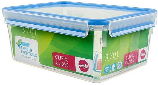 emsa clip & close scatola rettangolare 3,7 l blu, trasparente 1 pezzo(i)