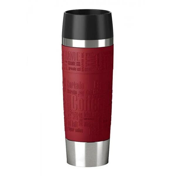 EMSA TRAVEL MUG Grande Nero, Rosso, Acciaio inossidabile 1pezzo(i) bicchiere e tazza