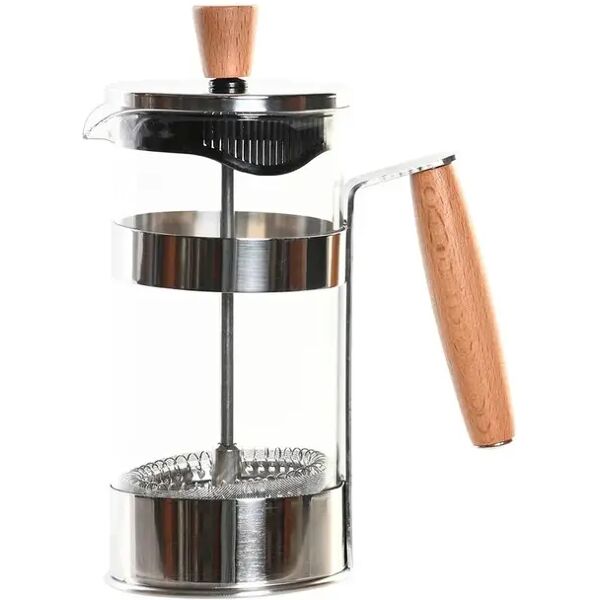 caffettiera a stantuffo dkd home decor argentato naturale acciaio inossidabile vetro borosilicato 350 ml 16 x 9 x 18,5 cm