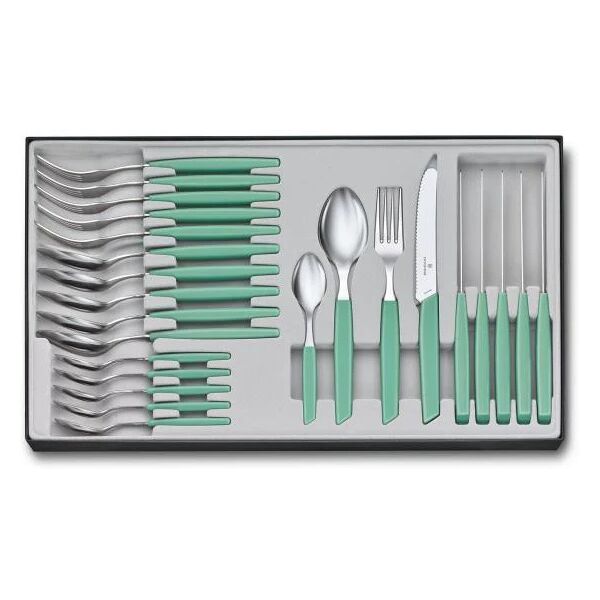 victorinox swiss modern set di posate 24 pz verde, colore menta