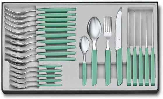 victorinox swiss modern set di posate 24 pz verde, colore menta