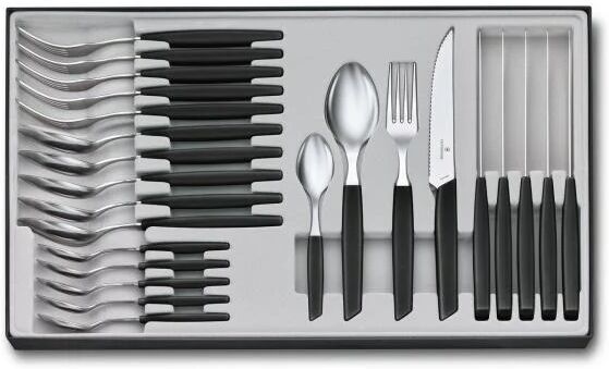 victorinox swiss modern set di posate 24 pz nero