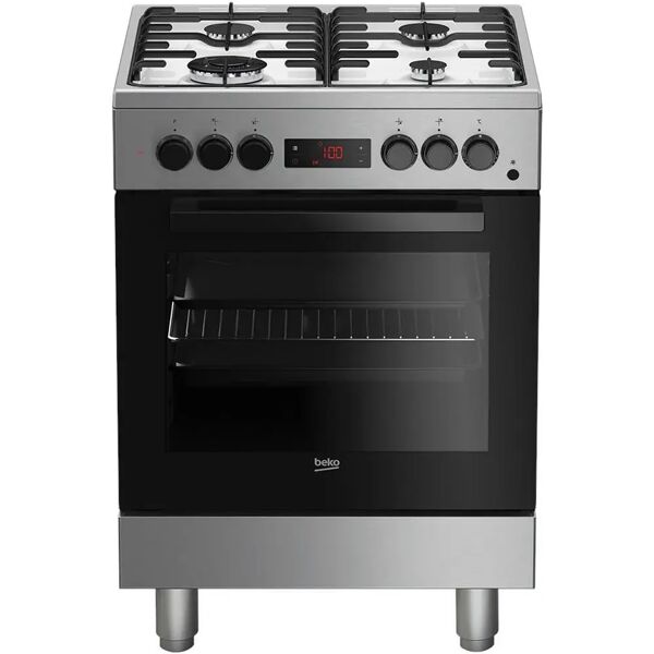 beko fse62110dxf cucina a gas e forno elettrico assistito con ventola 4 fuochi capacita' 66 litri classe energetica a 60 cm acciaio inox