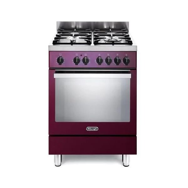 delonghi demr 64 ed cucina a gas con forno elettrico 4 fuochi con bruciatore tripla corona classe energetica a 9 funzioni 60x60 cm bordeaux