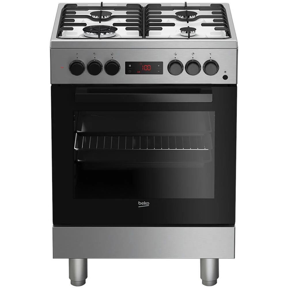 beko fse62110dxf cucina a gas e forno elettrico assistito con ventola 4 fuochi capacita' 66 litri classe energetica a 60 cm acciaio inox