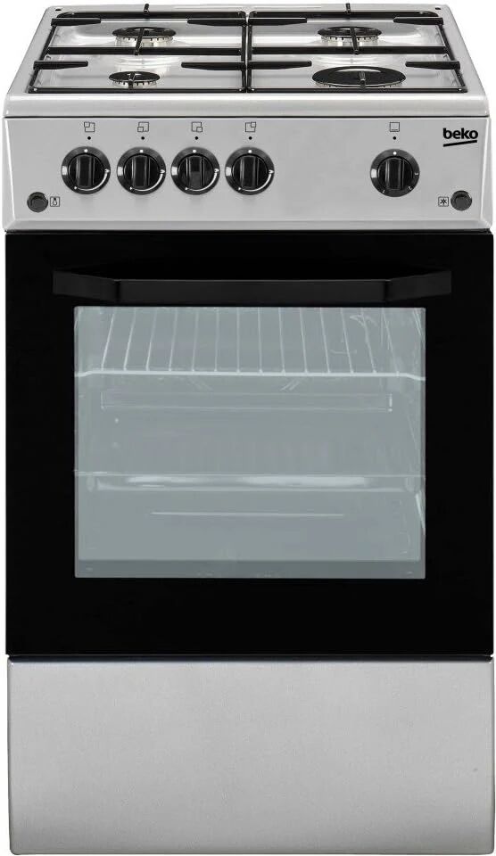 Beko Csg42011fs Cucina A Gas Forno A Gas 4 Fuochi Capacita' 54 Litri Classe Energetica A 50 Cm Silver