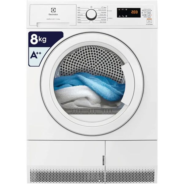 electrolux edh4825tw asciugatrice a pompa di calore classe energetica a++ capacita' di carico 8 kg tecnologia simplicare display lcd ecoflow