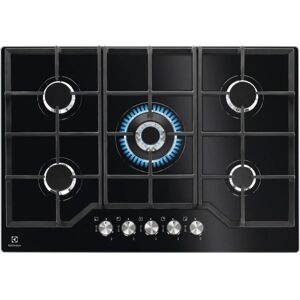 Electrolux Egg7536k Piano Cottura A Gas In Vetro Temperato 5 Fuochi Griglie In Ghisa Bruciatore Tripla Corona 75 Cm Nero