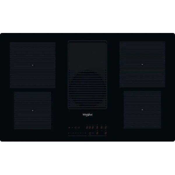 whirlpool wvh 92 k-1 piano cottura da incasso induzione con cappa integrata 83 cm 4 zone vetro nero classe a