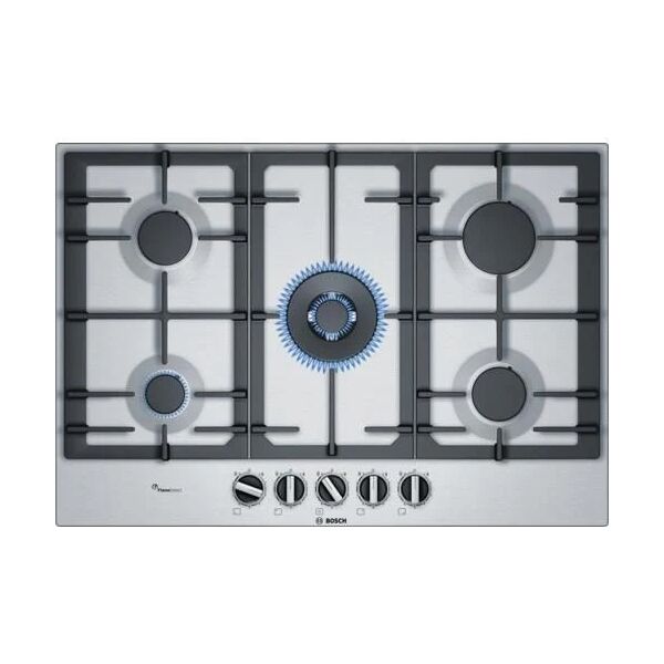 bosch pcq7a5b90 serie 6 piano cottura a gas 5 fuochi griglie in ghisa flameselect 75 cm acciaio inox