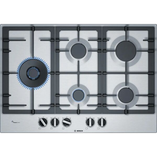 bosch pcs7a5b90 serie 6 piano cottura a gas 5 fuochi griglie in ghisa flameselect 75 cm acciaio inox